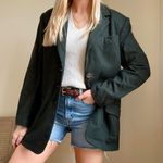 Vintage Longline Wool Collared Blazer Coat in Forest Green Size 10 Photo 0