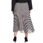 Vince Camuto Houndstooth Pleated Midi Skirt Black White Women's Size M Photo 1