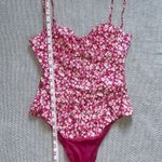 ZARA  Pink White Floral Snap Button Closure One Piece Corset Bodysuit Sz Sm Photo 2
