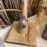 Boho Adjustable Pearl and Turquoise silver ring adjustable Blue Photo 0