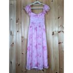 Lulus NWT  Loveliest Darling Light Pink Floral Ruffled Tie-Back Midi Dress Sz L Photo 1