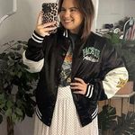 PacSun  90s Oversized Athletic Varsity Jacket Black Size XS/S Photo 0