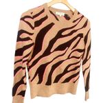 White + Warren Cashmere Zebra Crew Neck Sweater Brown Photo 4