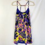Topshop Colorful Abstract Print Strappy Slip Mini Dress Purple Yellow Size 2 Photo 8