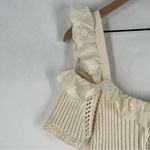 ZARA  Cream Embroidered Ruffle‎ Trim Ribbed Knit Off The Shoulder Crop Top Size L Photo 1