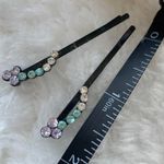 Pair of Pastel Color Blue Purple Crystal Hair Pin Multiple Photo 2