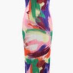 Abstract Cowl Neck Plisse Maxi Dress Size XS Photo 0