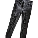 American Eagle  Jeans Women's Black Skinny Distressed Ripped Grunge Chic Photo 1