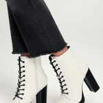 Lulus -GIGI WHITE LACE UP PLATFORM BOOTS-SIZE 8 Photo 0
