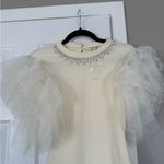 Flying Tomato Rhinestone Ribbed Knit Bodysuit Tulle Sleeves Photo 6
