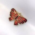 Boutique Delicate Butterfly Necklace Pendant Bracelet Charm Metallic Red and Gold Tone Photo 6