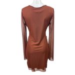 Princess Polly NEW Beawatch Brown Long Sleeve Mesh Cutout Mini Bodycon Dress 6 Photo 1