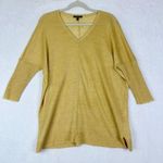 Eileen Fisher Linen Delave Knit Box Top Size Medium V-Neck Dandelion Yellow Photo 0