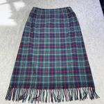 Pendleton Vintage  Green Red Plaid Wool Lined Midi Skirt Fringe Womens Size 14 Photo 7