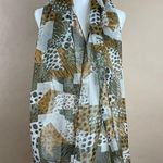 VINTAGE Animal Print Patchwork Sheer Scarf Wrap Chic Classy Formal Flowy Green Photo 0