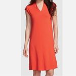Eileen Fisher Lightweight Jersey Stretch Drape V Neck Dress in Flame Size Large Photo 9