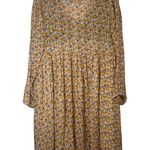 ZARA The Amy Mini Dress Long Sleeve Mustard Floral Oversized Boho Festival Small Photo 3
