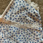 H&M  White and Blue Lace Trim Top Photo 1