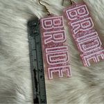 Bride Acrylic Pink Glitter Sparkle Drop Earrings Photo 2