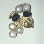 Vintage Genuine Pearls & Blue Stone Pendant or Brooch Gold Photo 0