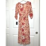 STELLA & JULIE NWT Floral Faux Wrap Midi Dress Belted Size 8 Pink Photo 1