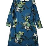 J. Jill Wearever Collection All Over Floral Boat Neck Long Sleeve Sheath Dress S Blue Photo 0