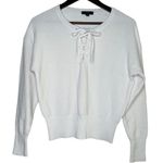 J.Crew Front Lace Long Sleeve Stretch Plush Knit Sweater Rib Hems M True White Photo 13