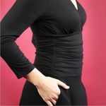 Betabrand  Black Shapeline Ruched Wrap Front Travel Stretch Jersey Dress Medium Photo 2