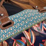 Fossil  Key-per Floral Patterned Tote with Brown Handles, Key Charm Photo 14