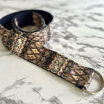 None Belt Southwestern Aztec Print Gold Sequin Blue Brown Belt M Photo 0