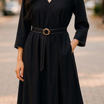 Gibson Latimer Gibson * Latimer Womens Dress Sz S Navy Blue Faux Wrap Belted 3/4 Sleeve New Photo 0