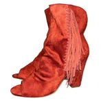 ASOS NEW  Red Elaine Fringed Peep Toe Booties Photo 4