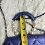 Badgley Mischka  Elegant Blue Quilted Handbag With Pearl Handle wedding formal Photo 5