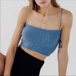 ZARA  Blue Soft‎ Feel Fuzzy Crop Spaghetti Strap Y2K Tank Top Size L Photo 0