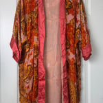 SCHWEITZER LINEN Burnout Silk Robe Orange Pink Lingerie Nighty Honeymoon Size 0 Photo 0