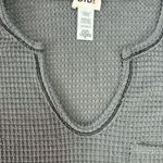 BiBi Gray Lightweight Waffle Knit Notched Neckline Long Sleeve Shirt Size XL Photo 3