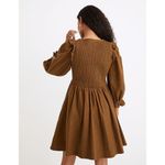 Madewell 💕💕 Flannel Lucie V-Neck Smocked Mini Dress Weathered Olive Medium NWOT Photo 3