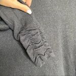 Alfani Women Wool Blend Lace Trim Asymmetrical Hem Gathered Sleeve Swing Sweater Photo 4