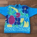 Lauren Hansen Vintage 80s floral Sweater in blue, yellow, green size large Blue Photo 2