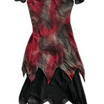 Vintage Y2K Gothic Whimsigoth Fairy Handkerchief Hem Midi Dress Zebra Size M Red Size M Photo 0