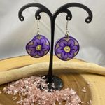 Retro Polymer Hand Painted Flower Earrings Purple Photo 5