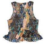 Free People Printed Smocked Floral Tank Top XS Garden Flower Fairy Peplum Photo 3