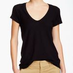 James Perse  Deep V-Neck T-Shirt in Black Cotton & Modal Blend Size 2 / Medium Photo 0