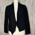 Dolan Women's Black Ribbed Cropped Blazer Jacket Size Medium Casual Photo 0