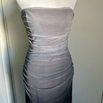 ZARA Strapless Gray to Black Ombre Formal Special Occasion Ruched Maxi Dress Photo 1