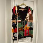 VTG 80s Cambridge Country Store Size L Christmas Sweater Vest Cotton Patchwork Black Size L Photo 5