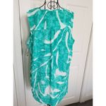 Alfani  Crossover Hi-Lo Hem Pop Art V-Neck Sleeveless Top Teal Fade Palms XL Photo 2