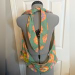 NWT SMAK PAULOR FLORAL HALTER Top, 1X Green Photo 1