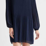 Quince Navy Chiffon Pleated Long Sleeve Mini Dress Size XS Photo 0
