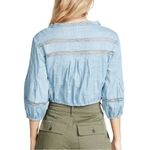 Free People  Dainty Edwardian Embroidered Lace Cottage Top Billowy Sleeves Medium Photo 3